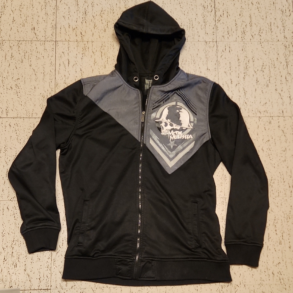 Metal Mulisha Full Zip Big Logo Hoodie Sweater Vintage Y2K Black Gray And White